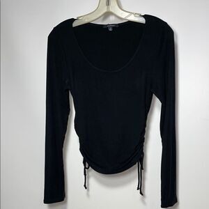 Ambiance Black Fitted Ruched long sleeve top